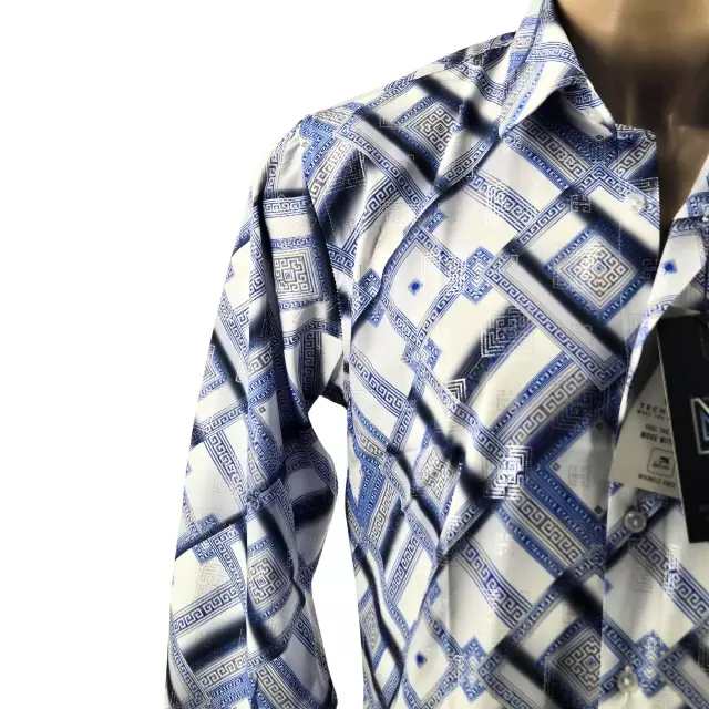 Megaannum - Men’s Printed Button-Down Shirt – Regular Fit Full Sleeves