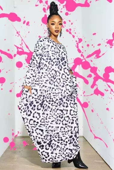 CHH-21088 ON SALE!!! Long Sleeve Animal Print Maxi Dress - One Size (3-PCS PRE-PACK) ($12.00 Each)