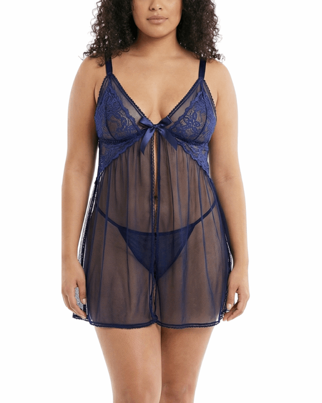 Eva Plus Flyaway Babydoll — Navy / 1X
