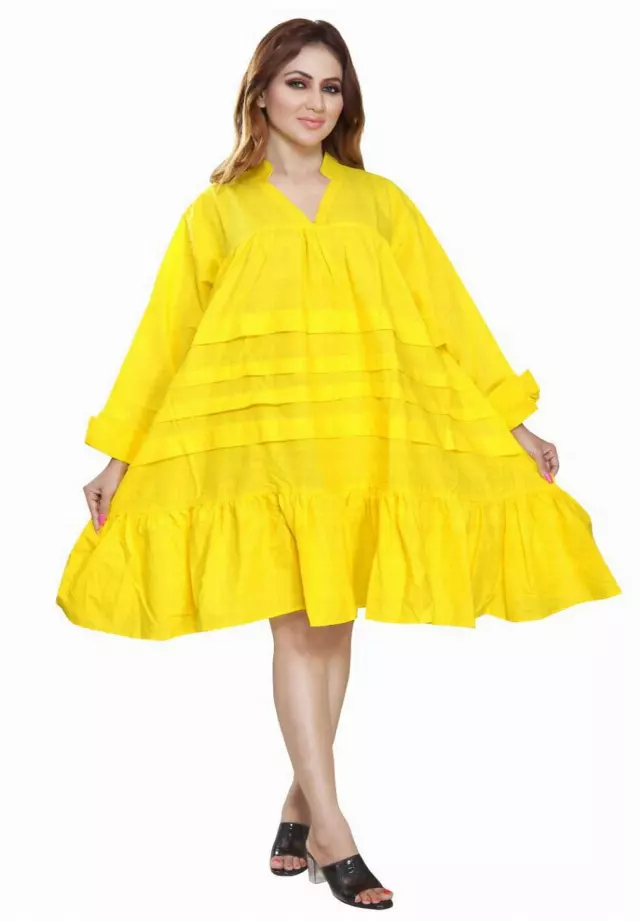 7579S - ON SALE!!! Solid Color Tunic Dress (3 PCS PRE-PACK) - $15.00 EACH — One Size (4 - 24) / Yellow
