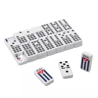 Familicasa - Cuban Flag Double Nines Dominoes Set For 2-10 Players | Oversized Tiles | Wooden Storage Box | 55 Dominoes
