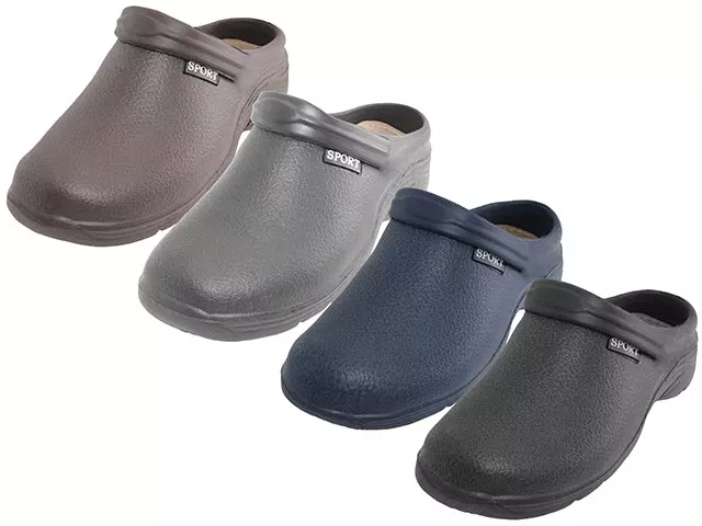 S2390L - Women's "Sport" Close Toe Rubber Nurses Clogs — Assorted - Black, Navy, Dark Gray & Brown (S2390L-D2) / 5-10 Assorted