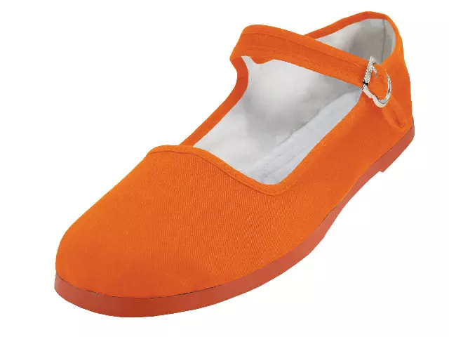 T2-114L - Women's "Easy USA" Cotton Upper Classic Mary Jane Shoes — Orange (T2-114L-A) / 40
