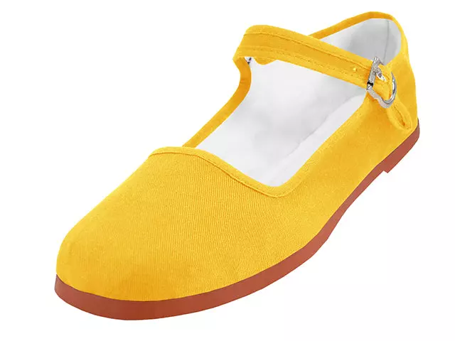 T2-114L - Women's "Easy USA" Cotton Upper Classic Mary Jane Shoes — Yellow (T2-114L-Y) / 35
