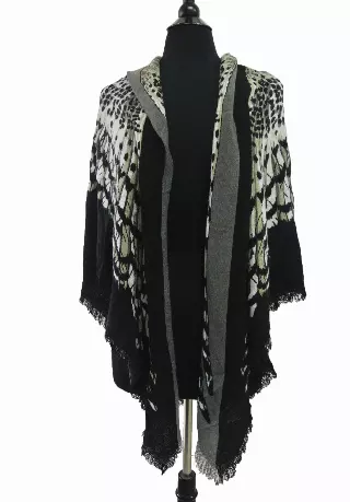 ZR112 Owl Pattern Reversible Large Shawl Scarf