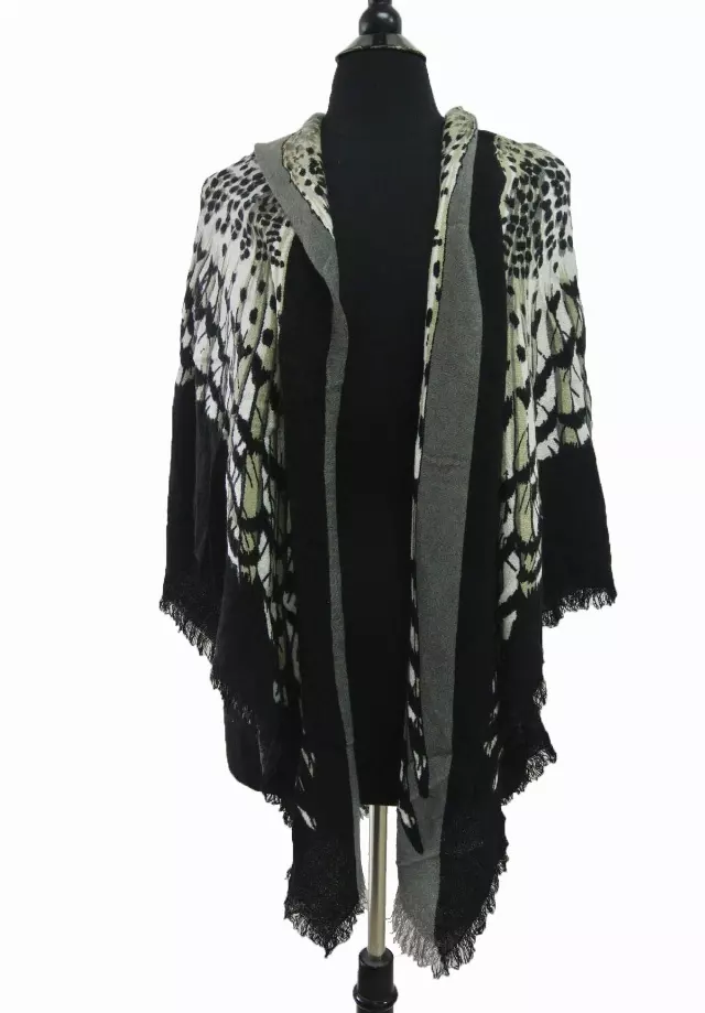 ZR112 Owl Pattern Reversible Large Shawl Scarf
