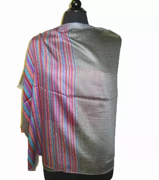 10983 Stripe Design Pashmina — Grey