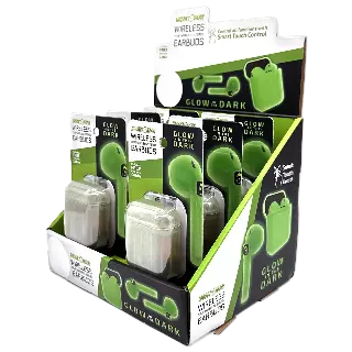 Wireless Earbuds Glow in The Dark with Case - 6 Pieces Per Retail Ready Display 23778