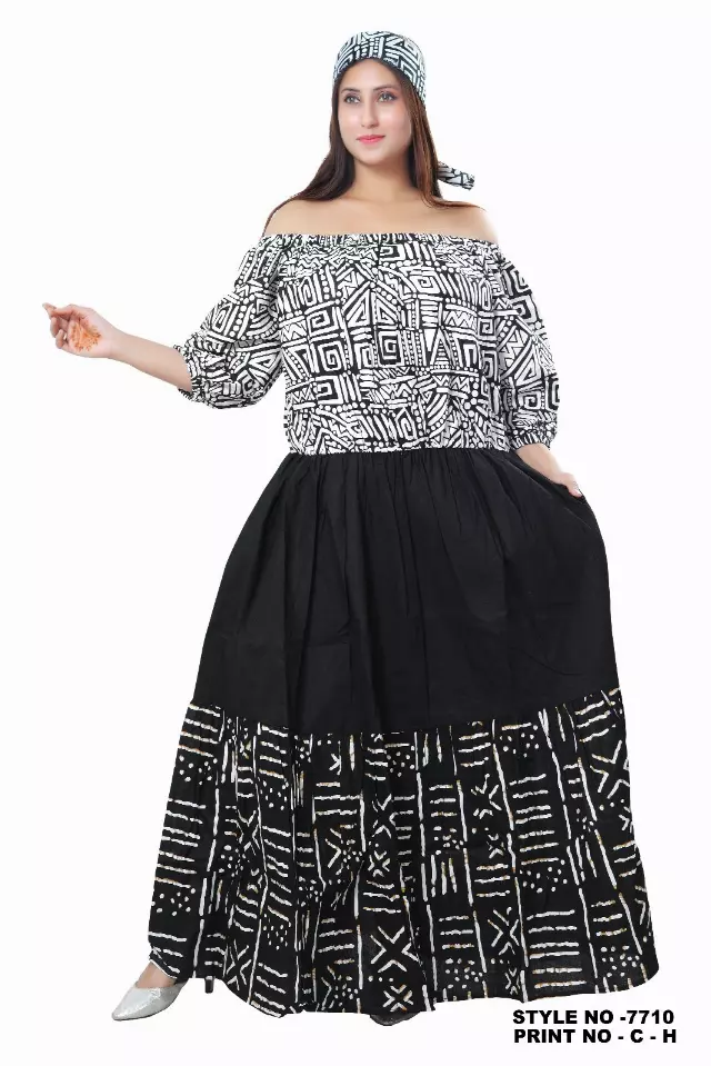 7710 - KillerSALE!!! - Three Tiered Off Shoulder Elastic Waist Dress (3/pk) - Free Size - $10 Each — Concept CH