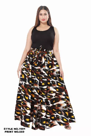 PLUS SIZE 7001X - NEW PRINTS ALERT!!! 8 Panel African Print Skirt - Authentic African Wax (3-PCS PRE-PACK) - $26 Each — One Size (20-34) / Print-559 / 3-Pcs Per Pack