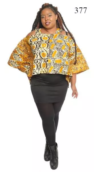 9037 - Cold-shoulder African Print Top (3/pk) - Free Size - $15.00 Each — Free Size / Print-502