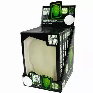 Glow in The Dark Skull Glass Rolling Tray - 6 Pieces Per Retail Ready Display 22066