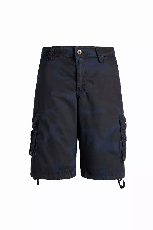 Men's Twill 8 Pocket 100% Cotton Cargo Shorts- Plus Size - CAMO-Style #MP412X- Open Stock available- $12.00/Unit OPEN STOCK MINIMUM 24 PCS — 42-46 (WHOLESALE) / Navy Camo