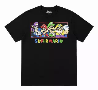 NINTENDO SUPER MARIO DOUBLE BROS T-SHIRT BLACK