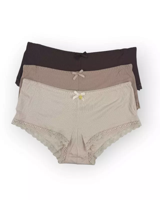 Mara Boyshort 3-Pack Panties — Cream / L