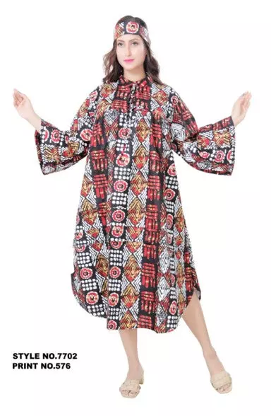 7702DRESS- ON SALE!!! African Tunic Dress (3 PCS PRE-PACK) - $10.00 EACH — One Size (4 - 24) / Print-576