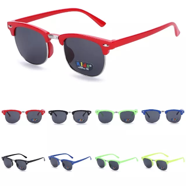 Kids' Stylish Clubmaster Sunglasses with Semi-Rimless Frames K077