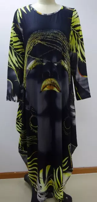 22095 Face Print Maxi Dress - One Size (6-PCS PRE-PACK) ($20.00 Each)