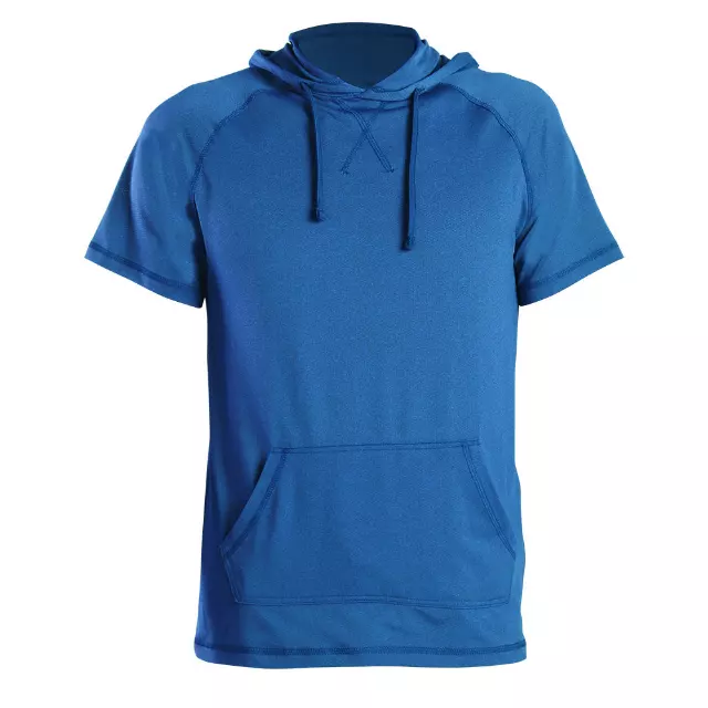 Men's Short Sleeve Pullover Hoodie Tee with Kangaroo Pockets- Style #MS017 - $11.50/ Unit MINIMUM 1224PCS - PLEASE SEE DESCRIPTION - S-2XL — Blue
