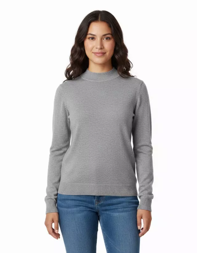 Mock Neck Sweater — Heather Grey / S/M-L/XL