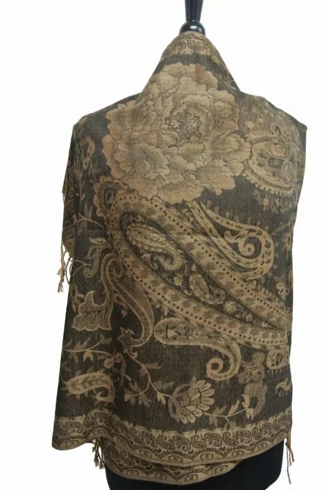 IN107 Pattern Pashmina — Black