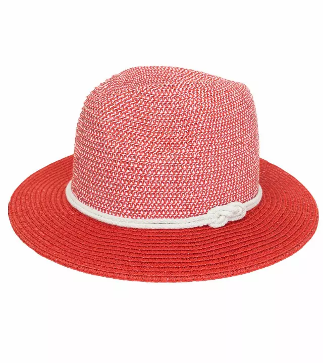 Magid Rope Two Tone Straw Panama Hat — RED