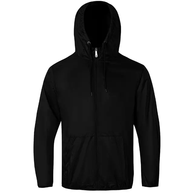 MEN'S WIND BREAKER - Style #MFJ196 - $7.90/Unit 12 PC — S-2XL (WHOLESALE) / Black