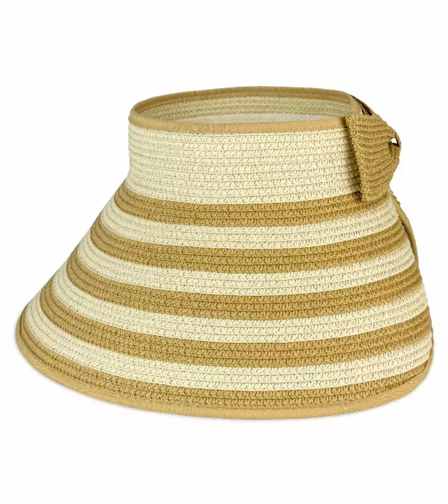Magid Straw Striped Color Block Roll Up Visor — NATURAL/TOAST