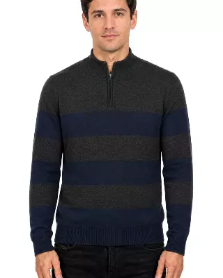 Men's Striped Quarter Zip Sweater #WXX-26 — W54 / S-M-L-XL