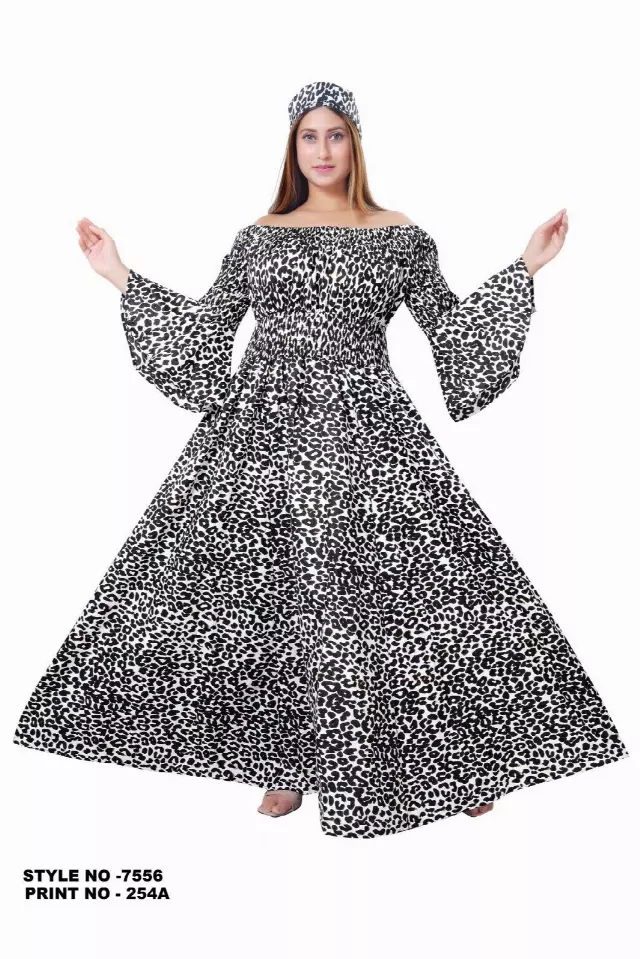 7556 -NEW PRINTS ALERT!!!! Off Shoulder Maxi Dress in Ankara Prints - $25.00 Each (3 pcs per pack) — Free Size / Print-254