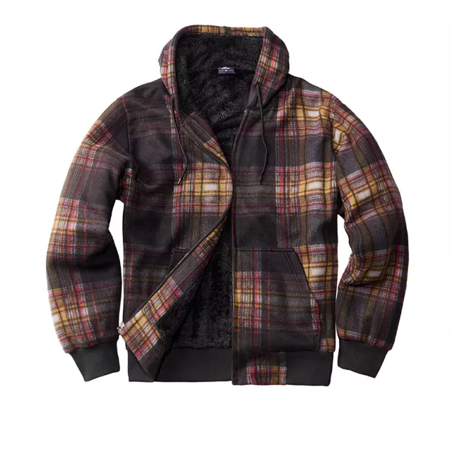 Men’s Hooded Sherpa Lined Sweatshirt Plus Size - Style #MFJ185 -$11.90/Unit - 12 PCS/CS - PLEASE SEE DESCRIPTION — Brown Black