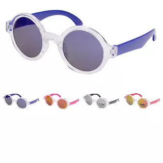 Kids' Round Frame Sunglasses with Colorful Contrast Temples K073