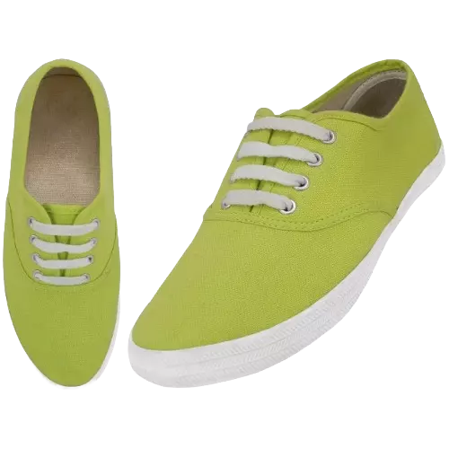 S324L - Women's "Easy USA" Comfortable Casual Canvas Lace Up Shoes — Wasabi (S324L-WASABI) / 5-10 Assorted