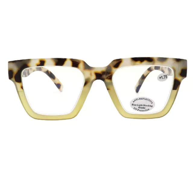 Thick Square Blue Light Blocking Reading Glasses Bold Retro Frame with Wide Temples RJ11132-BLB — Assorted 12-Pack (Mixed Reading Powers +1.00 to +4.00)