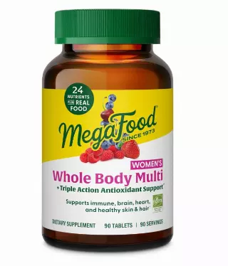 MegaFood Whole Body Methylated Multivitamin for Women, 90 Tablets | 24 Nutrients Plus Antioxidant Support from Fruit, Methylfolate, Methylated B12, Magnesium Glycinate, Vegetarian, 90 Servings